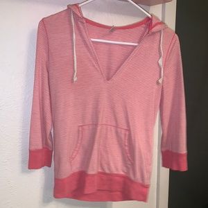 Old Navy Pink Stripe 3/4 Sleeve Top